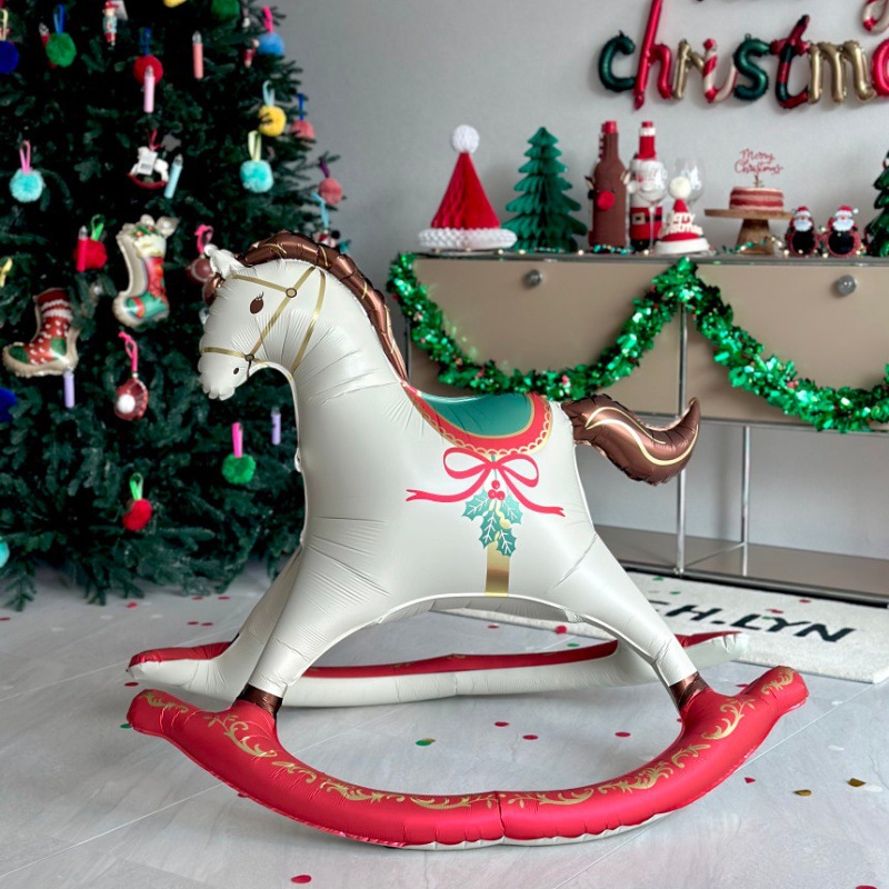 Kids Toys Mall - Vintage Rocking Horse Foil Balloons Christmas